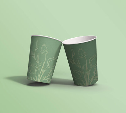 花茶紙杯深淺色組合