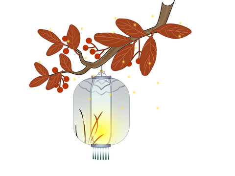 紅棕色樹葉秋天寒衣節(jié)燈籠