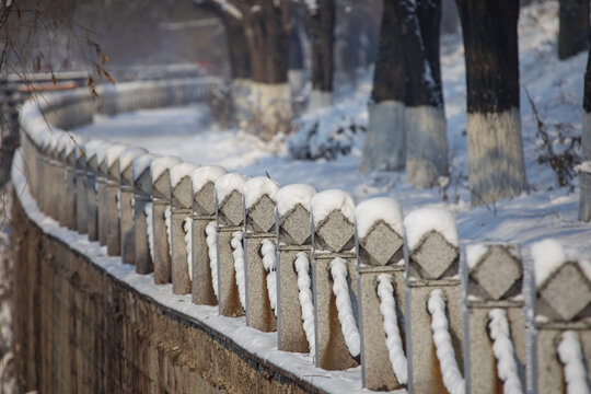 中国东北吉林市松花江畔雪景