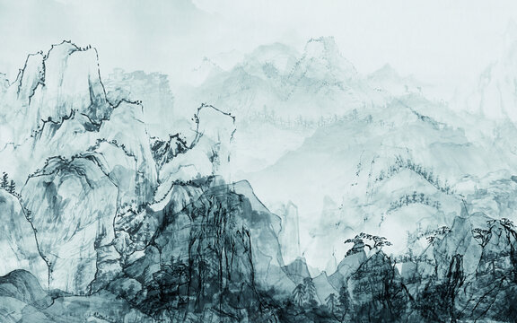 水墨裝飾山水