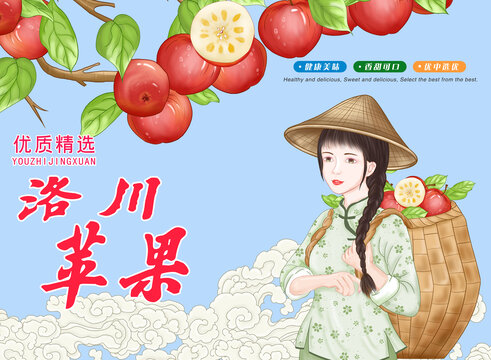 洛川蘋(píng)果包裝插畫(huà)