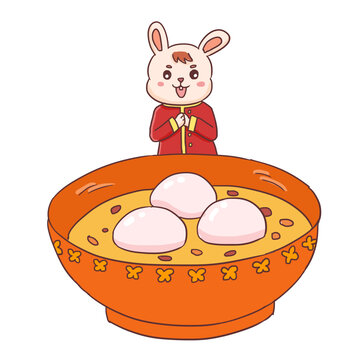 手繪卡通兔年元宵節(jié)免摳元素