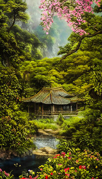 中國風(fēng)山水風(fēng)光裝飾畫