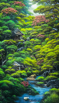 中國風山水風光裝飾畫