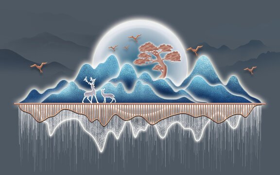 抽象發(fā)光山水畫