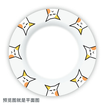 卡通貓餐具花面