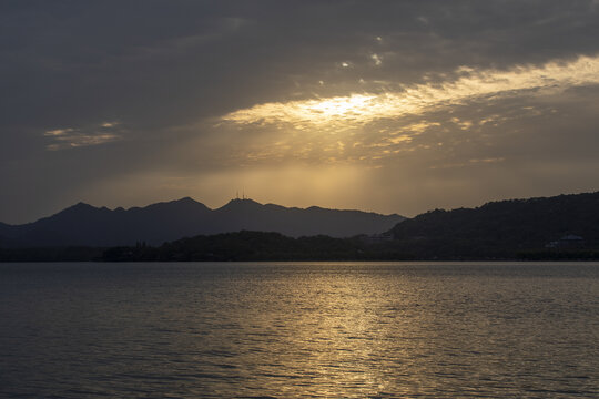 杭州西湖夕阳