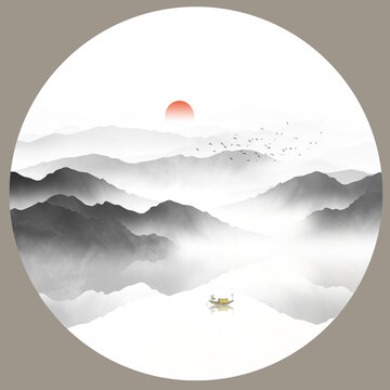 輕奢山水裝飾畫