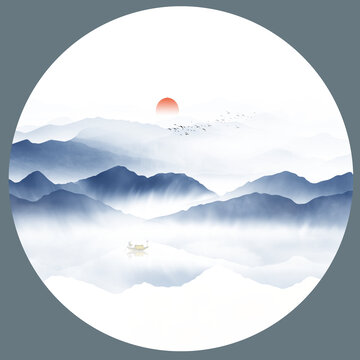 新中式山水裝飾畫