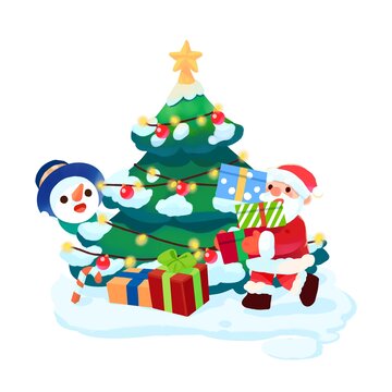 卡通圣誕節(jié)圣誕樹節(jié)日元素
