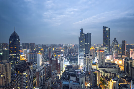 航拍江苏无锡城市夜景