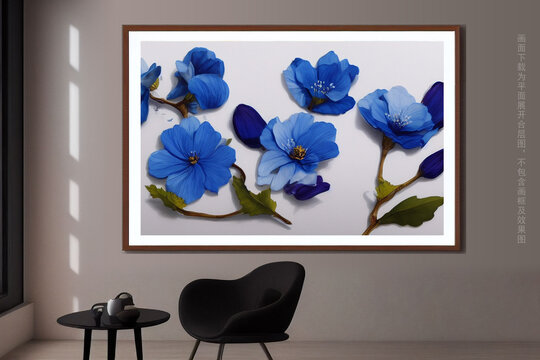 蓝色小花组合装饰画