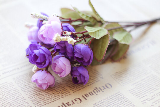 仿真花绢花韩式紫色小茶玫瑰花