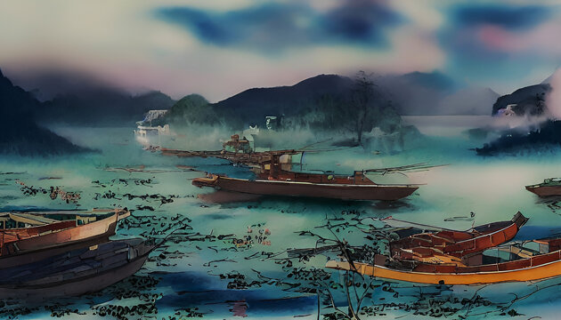 中國(guó)風(fēng)山水風(fēng)光裝飾畫(huà)