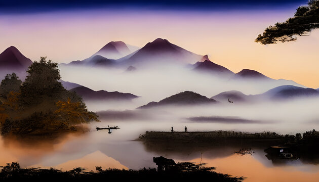 中国风山水风光装饰画