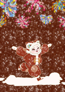雪下嬉戲