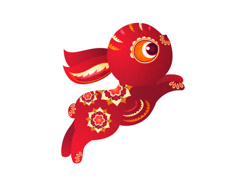 中國風(fēng)傳統(tǒng)跳躍兔子