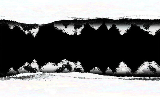 抽象几何黑白意境山水