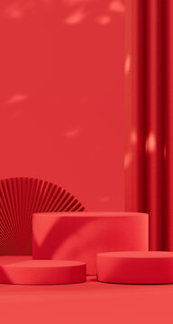 豎屏3d渲染國(guó)風(fēng)展臺(tái)