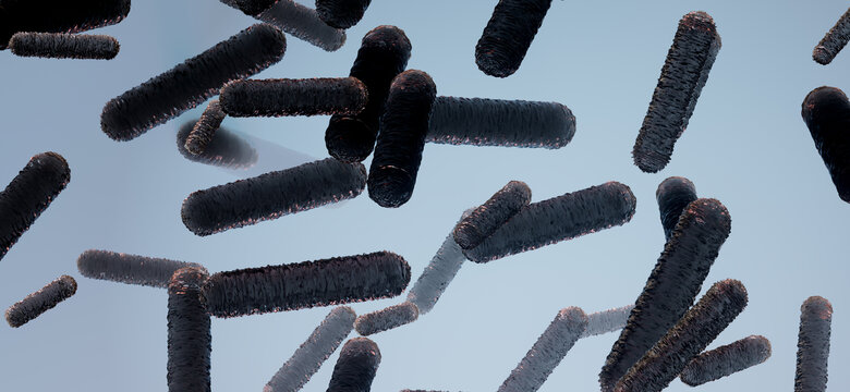 3D渲染病变黑色的微生物