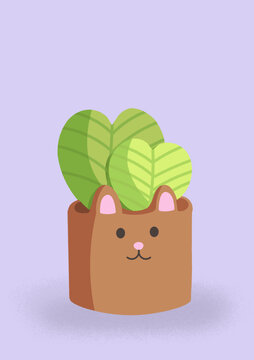 可愛小清新植物小盆栽心型