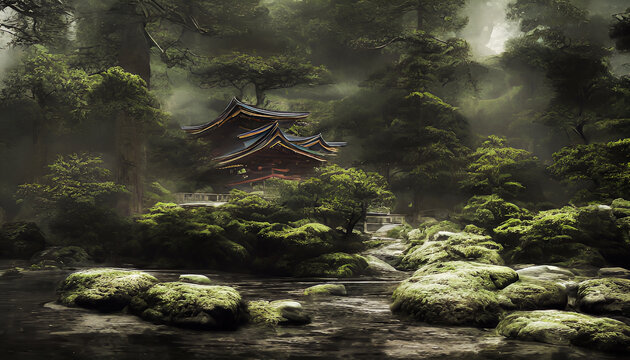 中國風山水風光裝飾畫