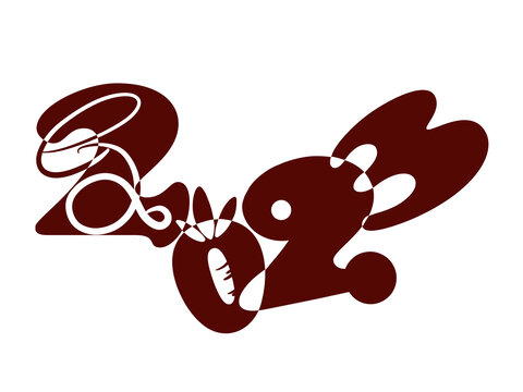 紅色兔年2023兔子