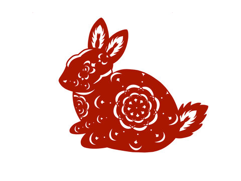 红色喜庆兔年兔子剪