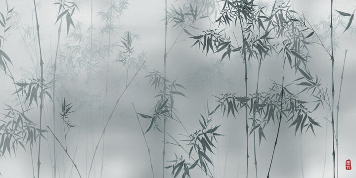 水墨竹子背景墻