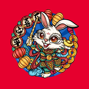 國(guó)潮門(mén)神卡通兔