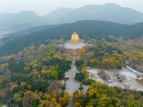 航拍济南千佛山公园