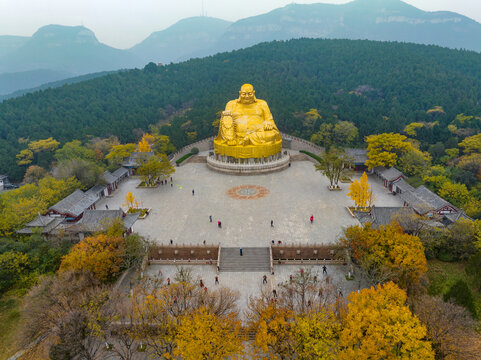 航拍济南千佛山公园