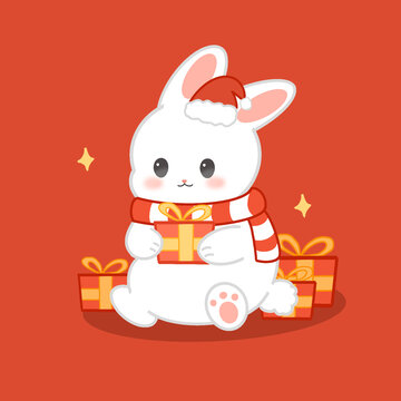 圣诞节兔子插画