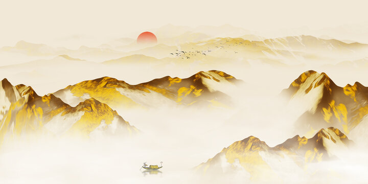 金色山水畫(huà)