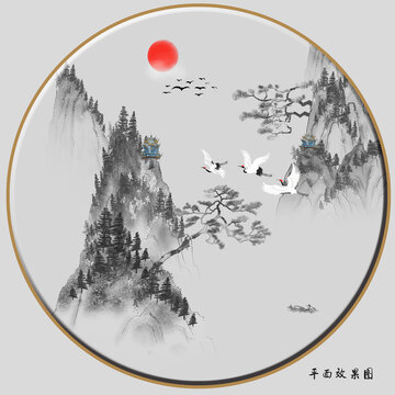 中式古風(fēng)山水畫