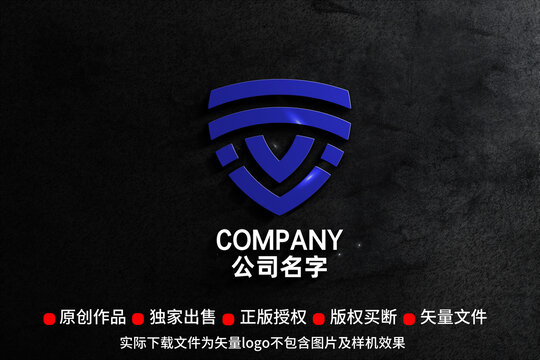 v字母盾牌logo