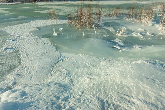冬季冰面结冰河流