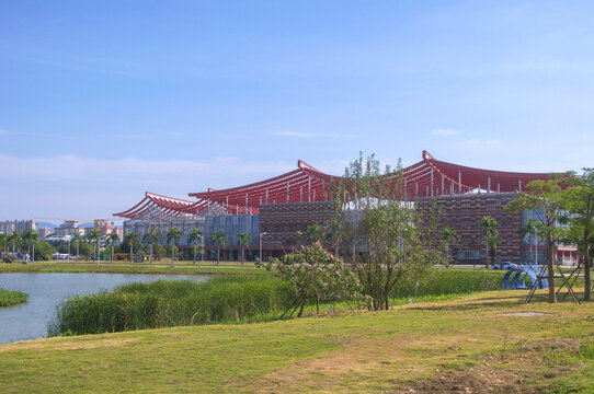 漳州南湖与美术馆风景