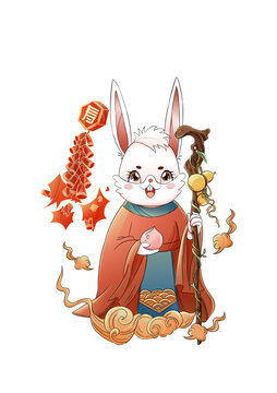 兔年国潮风插画红包设计