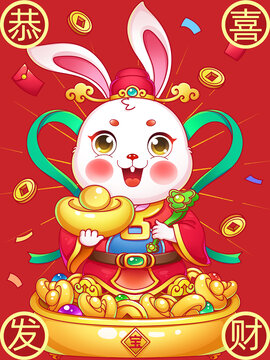 兔年大吉恭喜發(fā)財兔財神