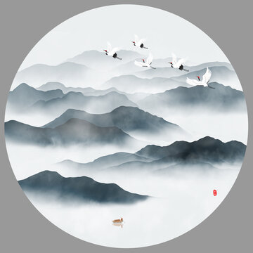 圓形山水畫