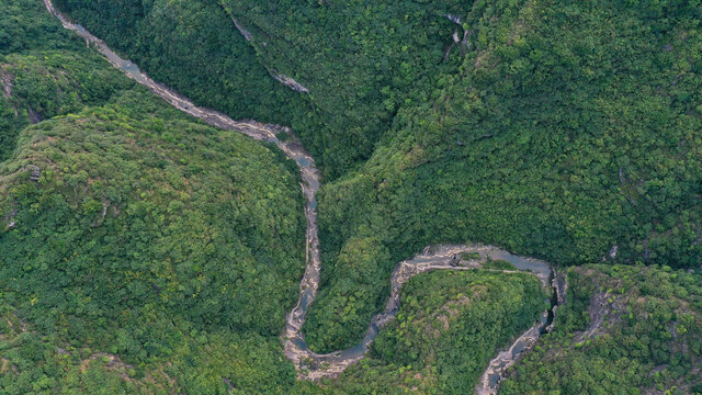 航拍商洛天蓬山寨景区秦岭山脉