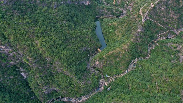 航拍商洛天蓬山寨景区秦岭山脉