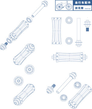 矢量自行车前花鼓线描图