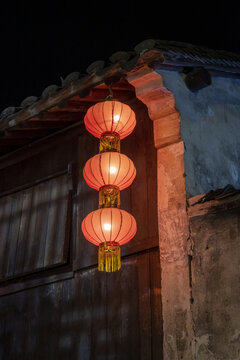 江南古镇灯笼夜景