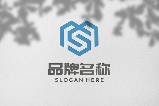 白墙上刷漆LOGO样机