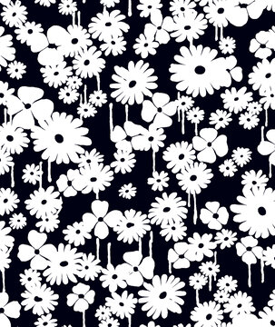 黑底白花印花设计