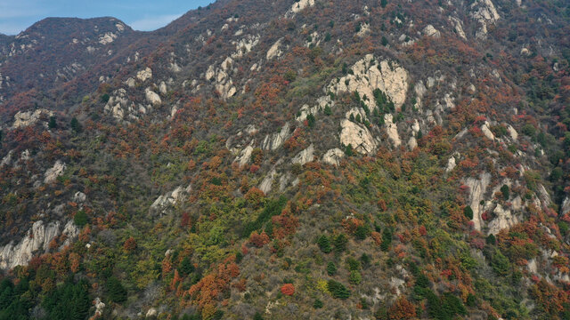 航拍秦岭山脉秋天景色