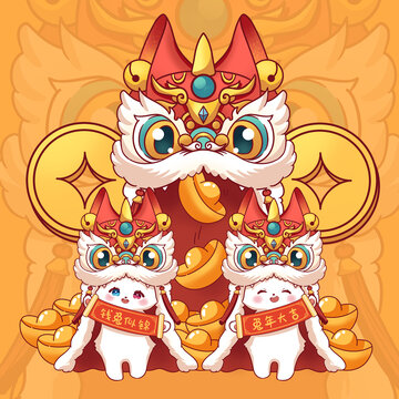 新年舞獅小兔新年