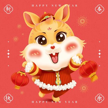 兔年春節(jié)卡通形象提燈籠